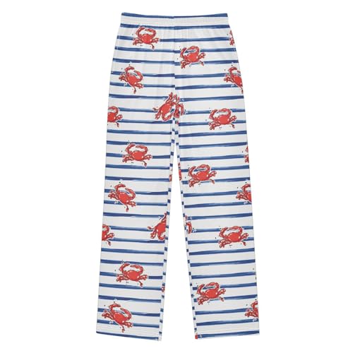 Boys' Pants Trendy Red Ocean Crab Blue Stripe Long Bottoms Jogger Pants Elastic Waist Trousers with Pockets S-XL