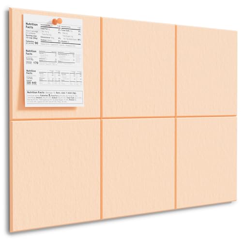Image of MaxGear Felt Bulletin Board 36 inch x 24 inch, Peach Beige Felt Wall Tiles Push Pin