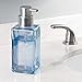 mDesign Glass Refillable Foaming Hand Soap Dispenser Modern Square Pump Bottle for Bathroom Vanities or Kitchen Sink, Countertops - 2 Pack - Navy Blue/Brushed