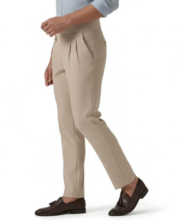 myamic Men's Formal Gurkha Trousers, Black, Pleated Front, Dress Pants-picture-15