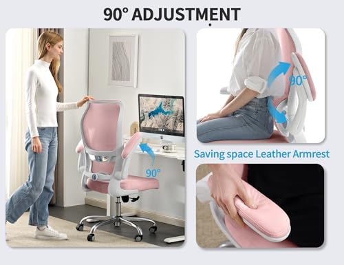 Image of TRALT Office Chair Ergonomic Desk Chair - Gaming Chair with Lumbar Support | 330 LBS Home Office Desk Chairs , Reading Chair with Flip-up Armrests, Comfortable Computer Chairs (1, Pink)
