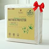 Waterproof Organic Mattress Protector Twin - Organic Cotton Breathable Mattress Pad Cover - 250 GSM Comfort - Deep Pocket - Fitted Comfort