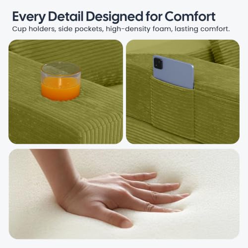 Image of COMAX Futon Sofa Bed, Convertible Sofa Bed, Folding Boneless Couches | Low-Profile Boneless Couch for Living Room, 11.8 inch H Low Seat Small 59 inch Foldable Floor Sleeper Mattress Lounge Space‑Saving