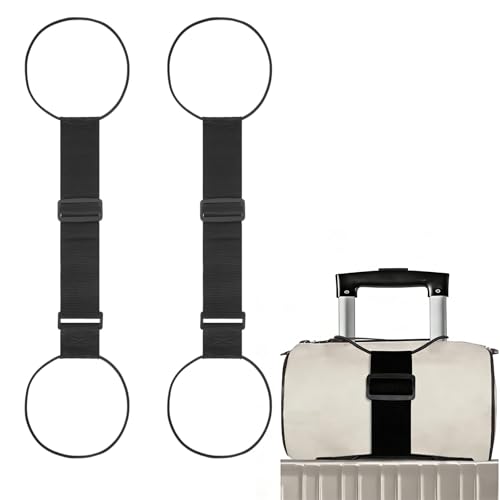 2Pcs Luggage Straps for Suitcases Adjustable Luggage Connector Straps Luggage Straps Bag Bungee Add a Bag Easy to Travel Suitcase (Black)