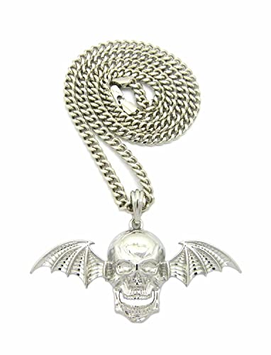 New Skull Wing Avenged Sevenfold Pendant &5mm/24 Cuban Chain Hip HOP Necklace - XSP473CCR