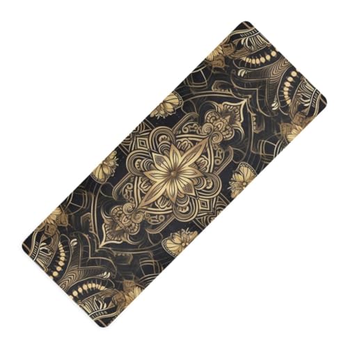 Gold-black-print Yoga Mat Non Slip Exercise & Fitness Mat With Storage Bag for Yoga, Pilates & Floor Workouts (71