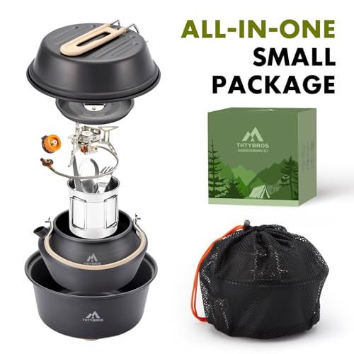 15pcs Camping Cookware Kit,Camping Cookware Mess Kit with 3500W Stove,Pot,Pan,Kettle Set with Stainless Steel Cup,Forks Knives Spoons for Hiking,Camping,Outdoor Cooking and Picnic - Image 4