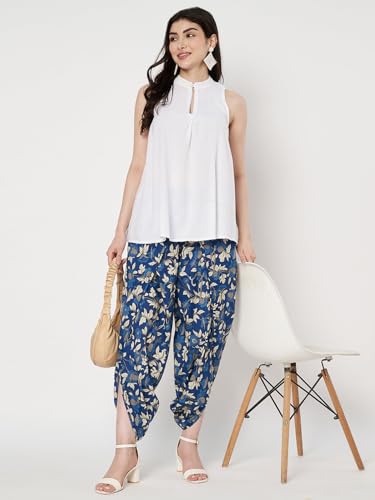 Image of 9rasa Women's Cotton Solid Harem Dhoti Pants for Casual FusionWear Workwear
