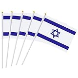 25 Pack Hand Held Small Mini Flag Israel Flag Israeli Flag Stick Flag Round Top National Country Flags,Party Decorations Supplies For Parades,World Cup,Festival Events ,International Festival
