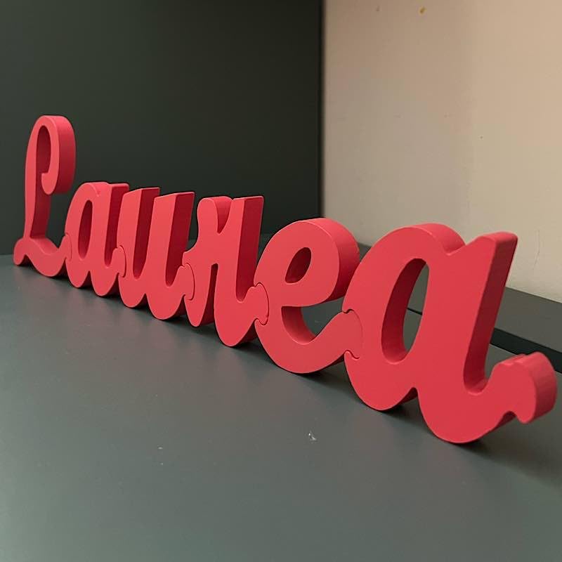 Lettere decorative corsivo in legno, scritte nomi legno, per decorazione casa o cameretta, per eventi, matrimonio, battesimo, comunione (6 lettere)