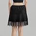 NUFIWI Women Y2k Lace Mini Skirt Low Rise Pleated Ruffle Half Slip Skirt Layered Flowy Short Skirt Streetwear(Black 02,X-Large)