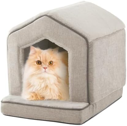 Orthopedic Cat House for Indoor Cats,Small Dogs,Super — shown in a real home setting for scale
