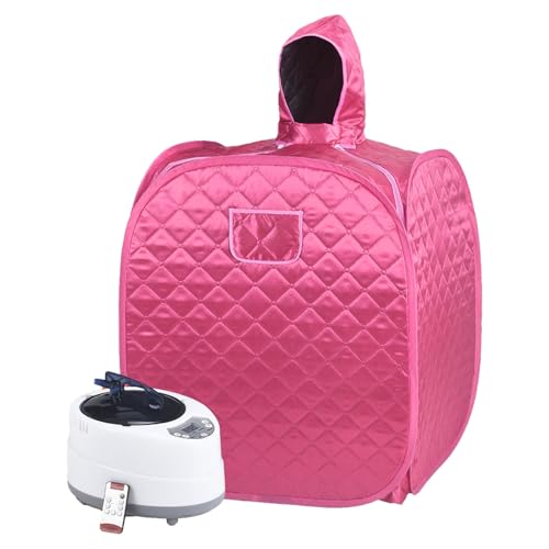 Image of Brrnoo Portable Steam Sauna Personal Foldable Sauna Tent with Remote Control 2L Steam Pot 9 Temperature Settings for Home Indoor Spa Relaxation (Rose Color)