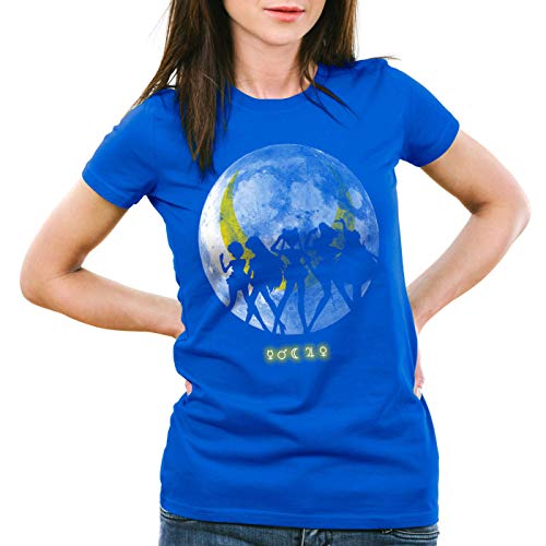 style3 Sailor Senshi Camiseta para Mujer T-Shirt Luna Anime, Color:Azul, Talla:XXL