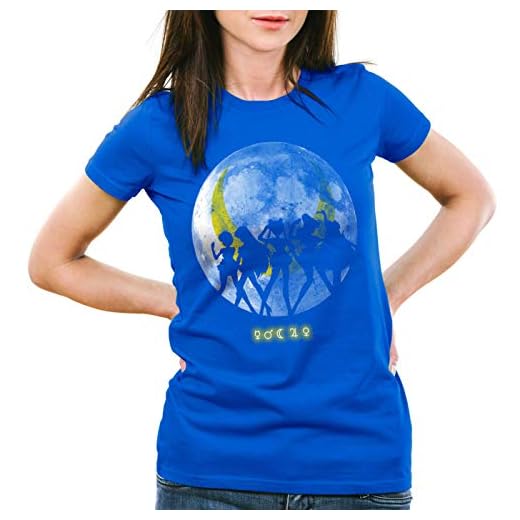 style3 Sailor Senshi Camiseta para Mujer T-Shirt Luna Anime, Color:Azul, Talla:XXL