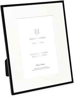 Isaac Jacobs 6x8 (Matted 4x6) Black Metal Picture Frame, Classic Metal P...