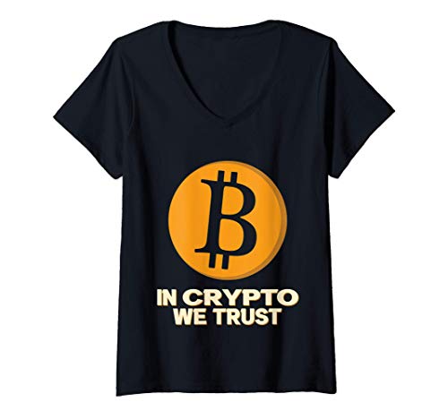 Mujer In Crypto We Trust Funny Crypto Bitcoin Cryptocurrency Camiseta Cuello V