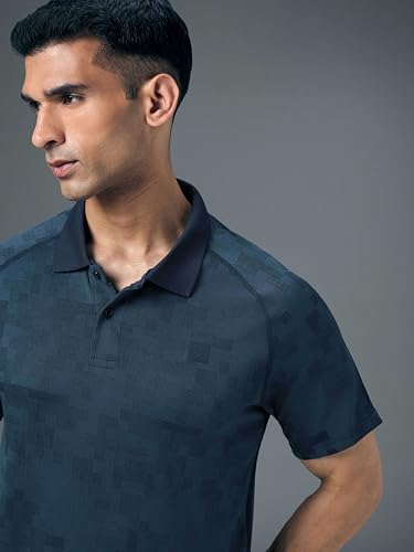 Image of TECHNOSPORT Men's Slim Fit Printed Half Sleeve Polo T-Shirt with Matpiq for Casual & Regular Use