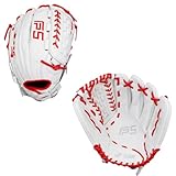 SSK FP5 Fastpitch Softball Glove – Infield - Outfield - Pitcher – 11.5"-11.75"-12"-12.25"-12.5"-12.75"-13"– Right & Left Hand Throw (White/Red- Laced Basket Web, 12.5" - Right Hand Throw)