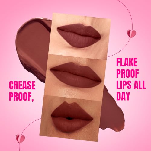 Image of Elle18 Matte Max Liquid Lipstick - Cocoa Sprinkle, for Smooth Lips, with Hyaluronic Acid & Vitamin E, Blur Matte Finish, Transferproof & Smudgeproof - 6ml
