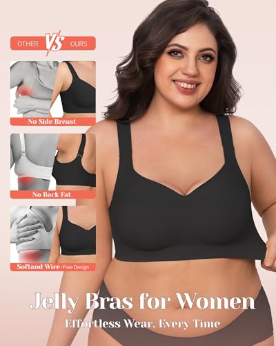 Image of Gailife Jelly Bras for Women No Underwire Minimizer Bra Wireless Supportive Full Coverage Plus Size Bra Seamless Tshirt