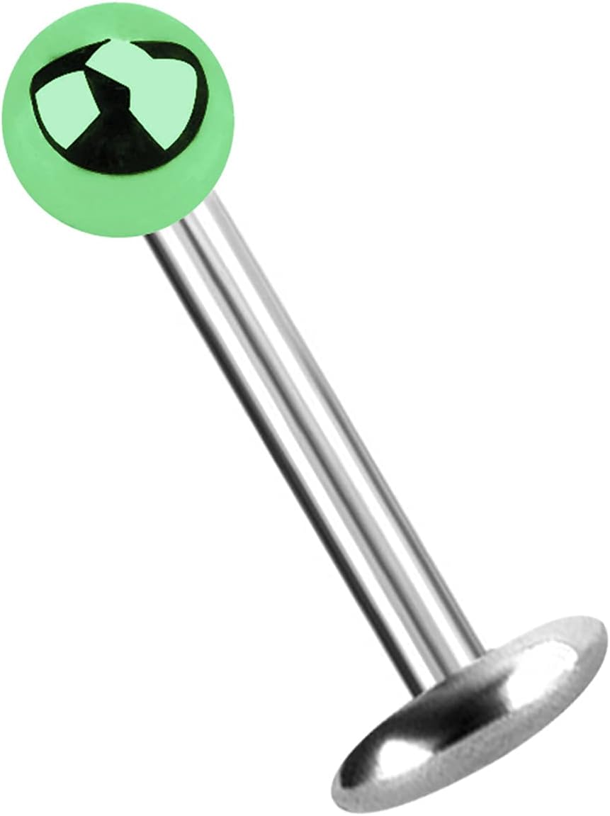 Modern Nature Piercing-Schmuck Titanium Lip Plug 5 Plate in 1,6 x 16 + Ball Green Anodized