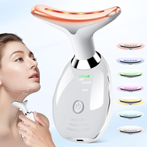 Neck Face Beauty Device, Face Neck Massager for Skin Care, Vibration Face Massager, 7 Color 3 in 1 Face Sculpting Tool Facial Massager Cover