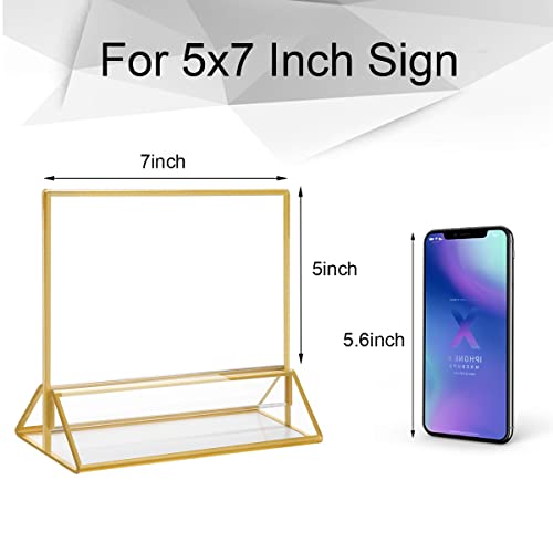 Niubee 6Pack 7 X 5 Horizontal Clear Acrylic Sign Holder With Gold Borders, Double Sided Table Menu Stands Picture Frames For Wedding Table Numbers, Restaurant Signs, Photos And Art Display #TOP1