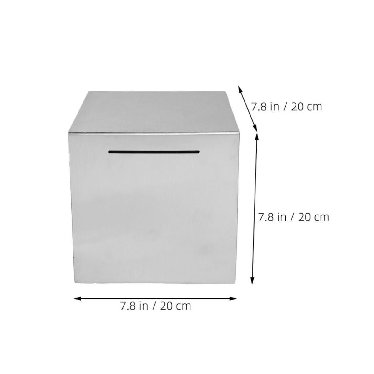 VICASKY Tirelire Coffre-Fort en Acier Inoxydable 20x20x20 cm, boîte à économies Non ouvrable pour Bureau et Dons, Rangement Monnaie métal argenté pour Adultes