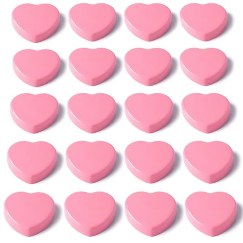 20 imanes de corazón mini para refrigerador rosa
