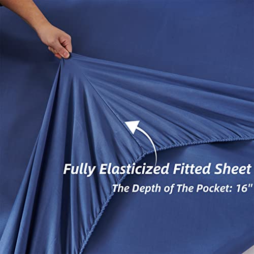 Perfemet Watercolor Marble Pattern Comforter Sets Blue Tie Dye Bedding Set King Size 3D Printing Bed-In-A-Bag, Stylish Retro Artwork Quilt Set Durable Soft Bed Collections 6 Pieces(Blue,King Size) #TOP6