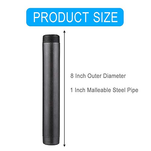 Niubid 10 Pack 1 Inches X 8 Inches Black Malleable Steel Nipples Fitting thumb #1