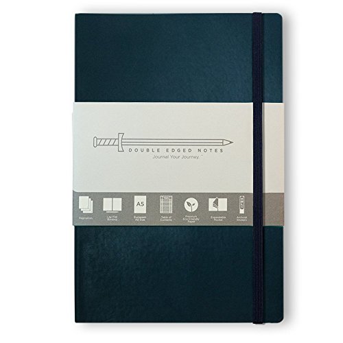 Navy Softcover Journal with Ruled Pages: DIY Table of Contents, 185 Numbered Pages, Archival Stickers, Premium Paper 5.75