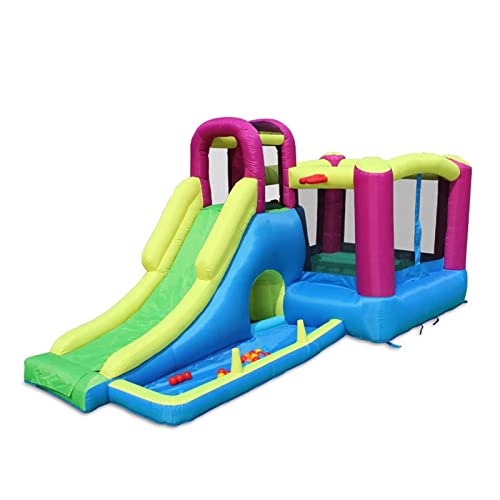 Decorsure Aufblasbares Multifunktionsrutschen-Schlaghaus, aufblasbares Trampolin-Hüpfburg-Prahler-Pullover mit Kletterwand für Kinder Cover