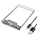 Price comparison product image Eono 2.5" Hard Drive Enclosure, USB C to USB 3.1 6Gbps UASP Tool-Free Clear External Hard Drive Enclosure Compatible with 2.5 SATA SSD/HDD, PS5/4 Xbox TV Laptop MacBook PC