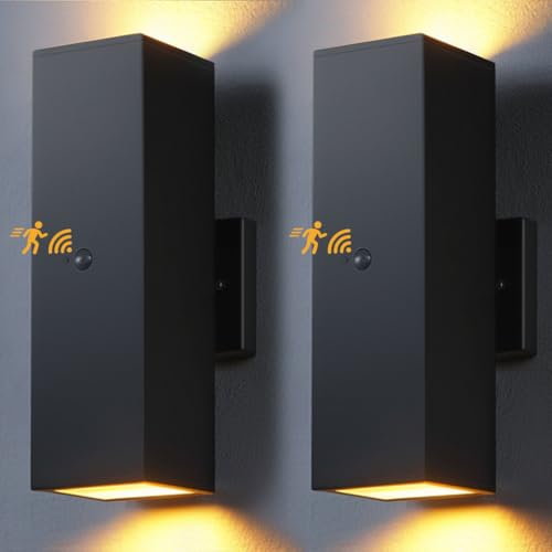 SHlMR Motion Sensor Porch Light 2 Pack, Dusk to Dawn Outdoor Light...