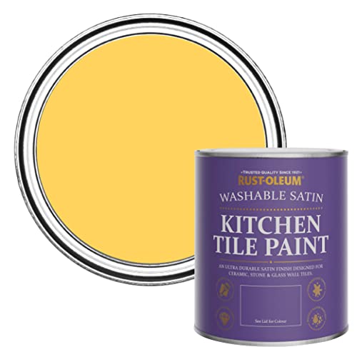 Rust-Oleum Yellow water resistant Kitchen Tile Paint in Satin Finish - Lemon Jelly 750ml