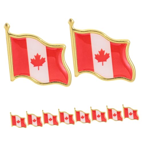 Milisten 10個 カナダ国旗ラペルピン アイアン製 メープルリーフデザイン 衣類 帽子 バッグ用 多用途おしゃれバッジ メンズ レディース