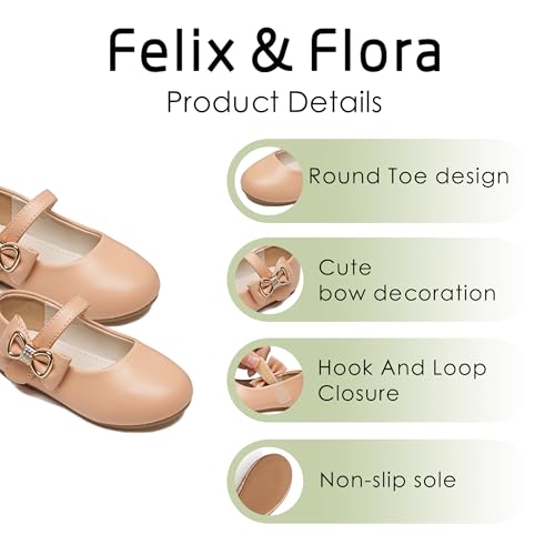 Image of Felix & Flora Toddler Flower Girl Dress Shoes - Baby Girl Ballet Mary Jane Flats for Party School Wedding