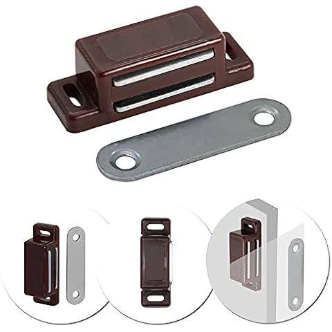 Irondo® Door Magnet Brown Cupboard Furniture Magnet Magnetic Lock Magnetic Catch Snapper Strong, Number of Pieces:Brown - 6 Pieces Cover