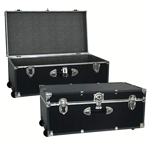 Seward Trunk 30-inch Footlocker Trunk with Wheels Black