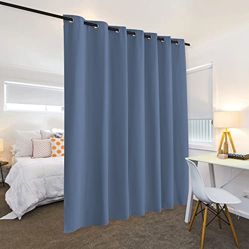 Image of RYB HOME Extra Wide Room Divider Curtaind Blackout Privacy Screen for Restroom Partitions Dorm Loft Apartment Shared Bedroom Garage Backdrop, W 150 x L 108 inch, Stone Blue, 1 Panel