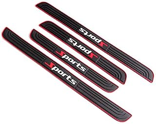 Car Door Sill Plate Protectors, 4 Pieces of PVC Soft Rubber Car Door Sill Stickers Anti-scratch Protection Strips Anti-Dirty Scuff Plate Cover Decor Accessories