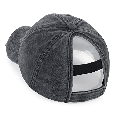 Image of HH HOFNEN Ponytail Hat for Women Washed Distressed Baseball Cap Ponycaps