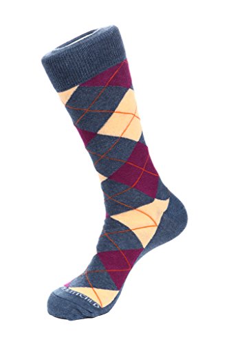 ArgyleCrew Sock Fits Size 8 to 13 Heather Blue/Peach