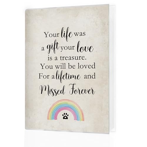 KJULYW Dog Photo Albums 4x6, Pet Memorial Gifts, Dog Cat Remembrance Gift, Your Life Was a Gift Your Love Is a Treasure Small Memory Photo Album Book for 18 Pockets Hold 36 Pictures