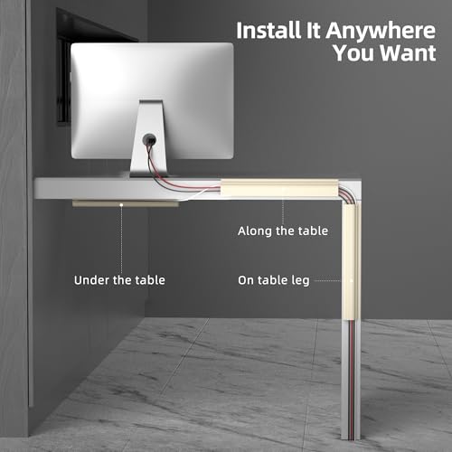 Image of YECAYE Cable Management Under Desk, 94.2 in, Cable Raceway, Beige
