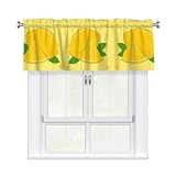 YYHWHJDE Cortinas cortas con estampado de limón de dibujos animados con cenefa de 137 x 45,7 cm, cenefa de cortina, cocina, baño, lavandería, estudio, decoración del hogar