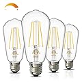 Volxon Dimmable E26 Edison Bulbs 60 Watt LED Equivalent, Vintage Style Antique Light Bulbs, 6W 2700K Warm White, High Brightness 800LM, LED Filament Bulb, 95+ CRI, ETL Listed(4 Pcs)