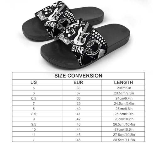 Grunge Rock Music with Guitar PVC Slippers Sandals for Women Men Open Toe Soft Cushioned Non-Slip Sandal for Indoor Outdoor2